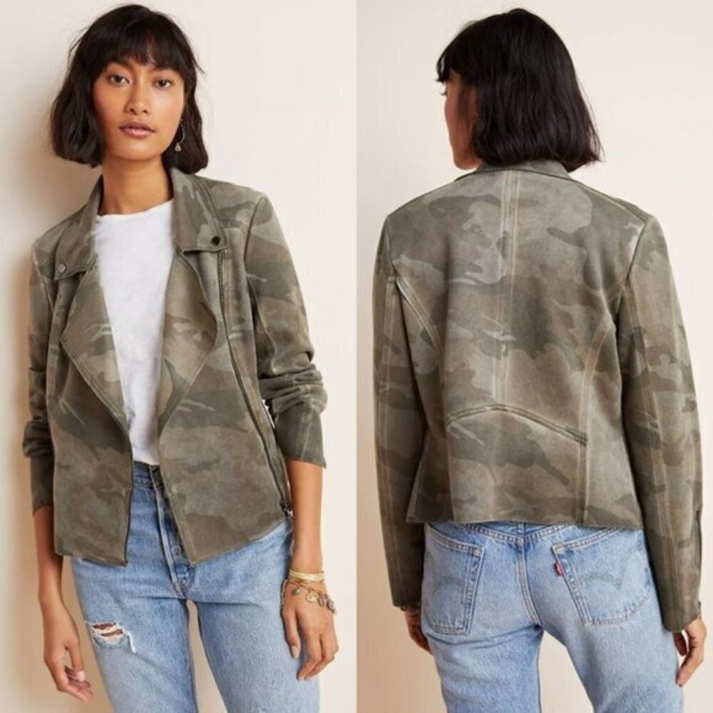 Anthropologie Marrakech Camo Sueded Moto Jacket
